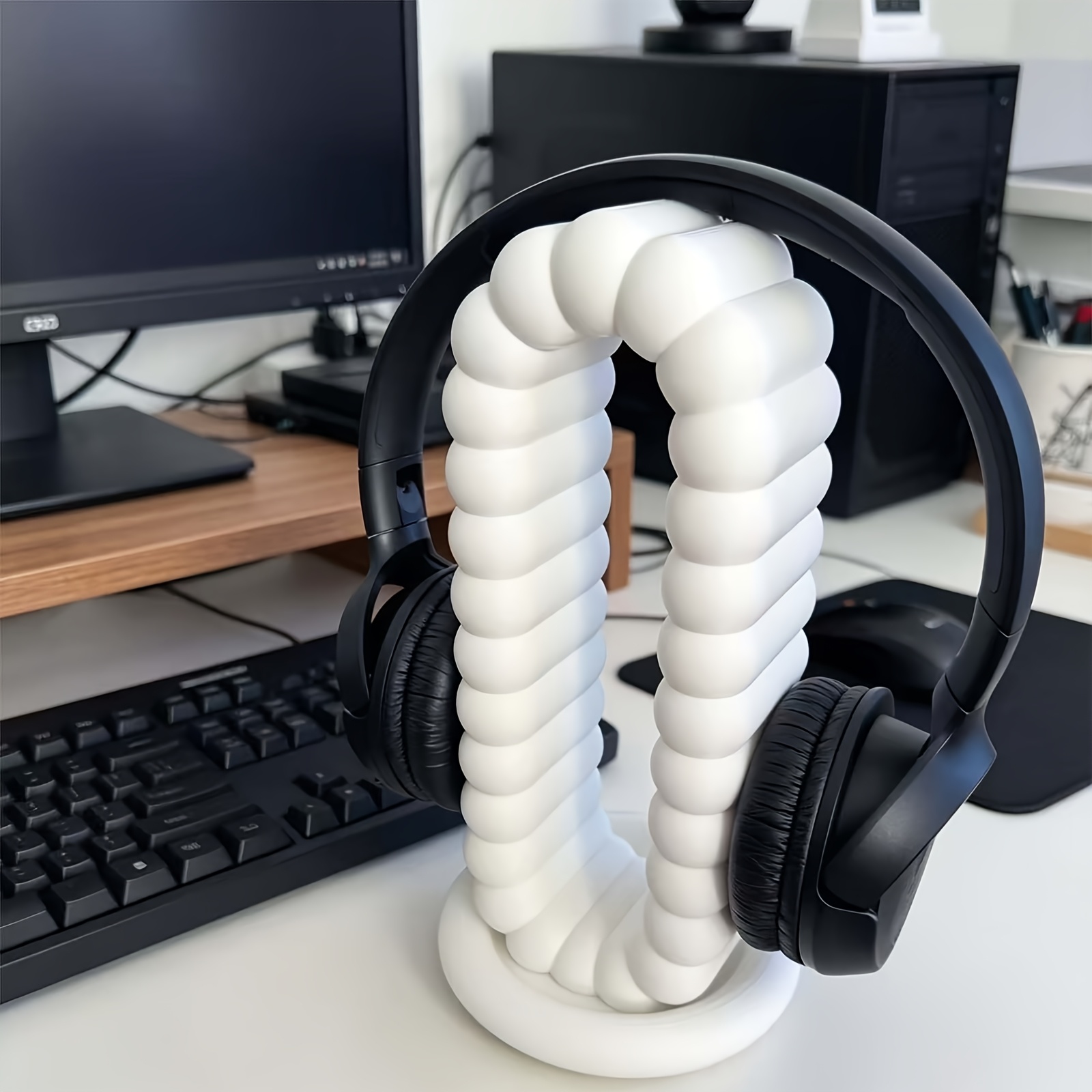 Desk Setup Organization - 3D Printed Creative Headphone Stand, Desktop