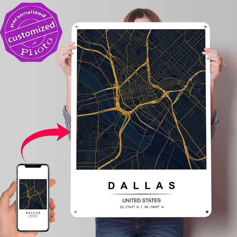 Desk Setup Art - Dallas City Map Art Printed Poster
