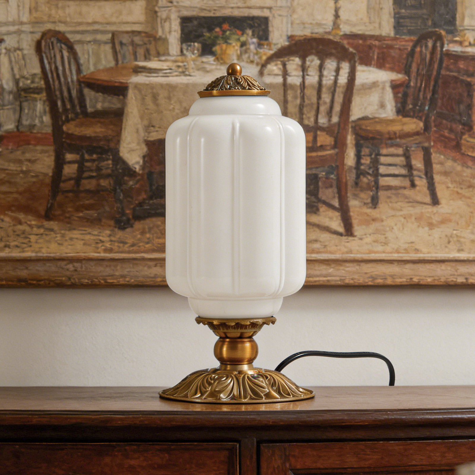 Desk Setup Room - Nordic Vintage Milk Glass Table Lamp