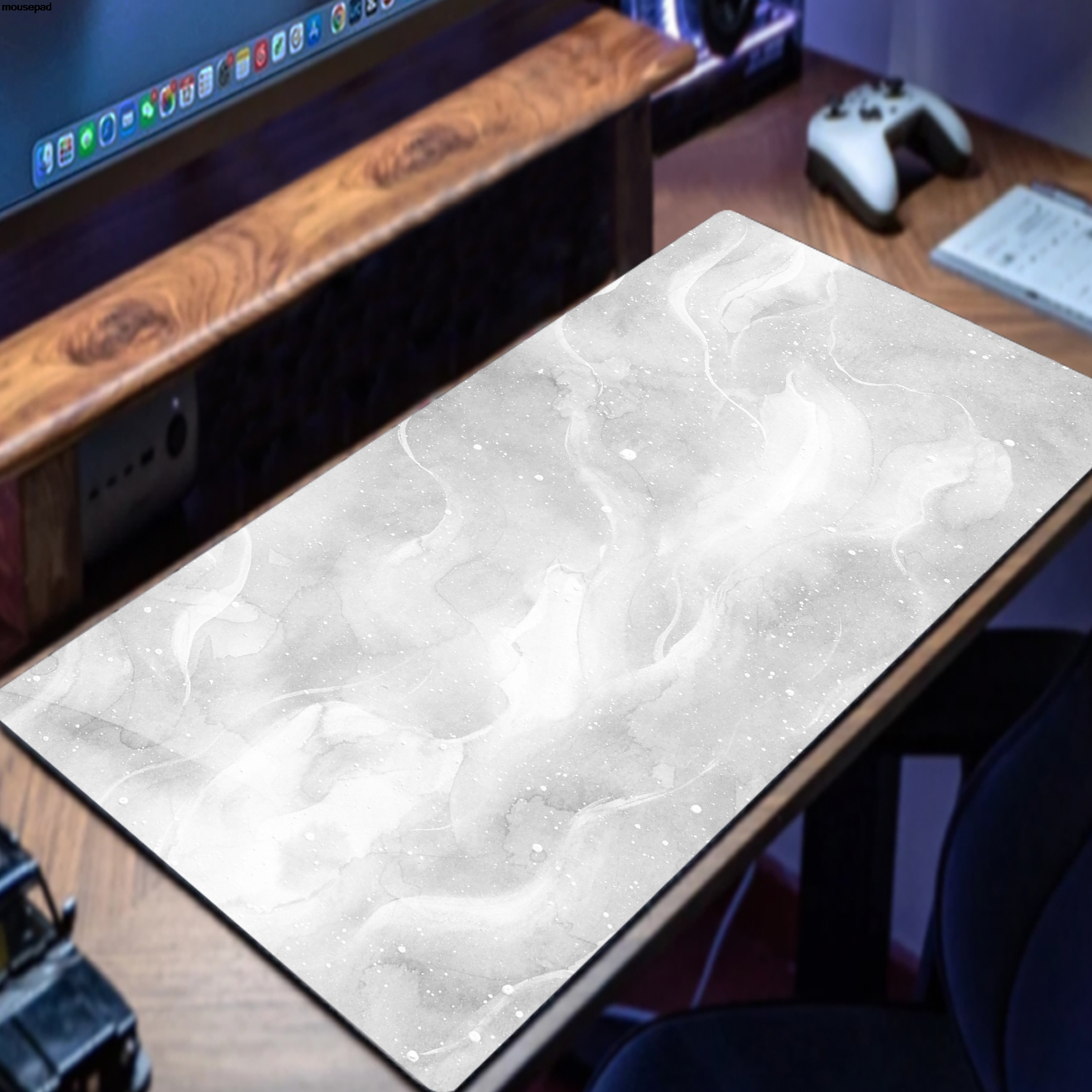 Desk Setup Natural - Gray Marble XXL Mouse Pad Gaming