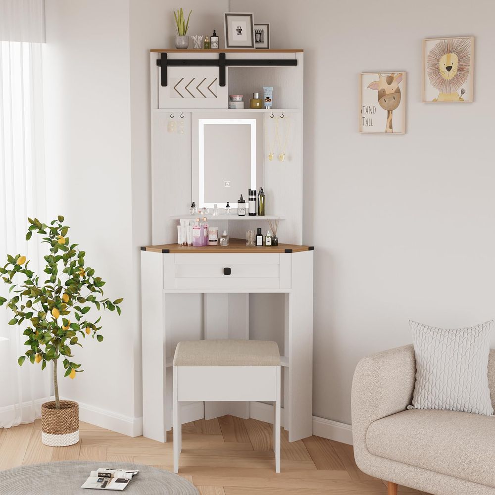 Small Vanity Desk Set with Lig - Desk Setup Small Space recensione e prezzo