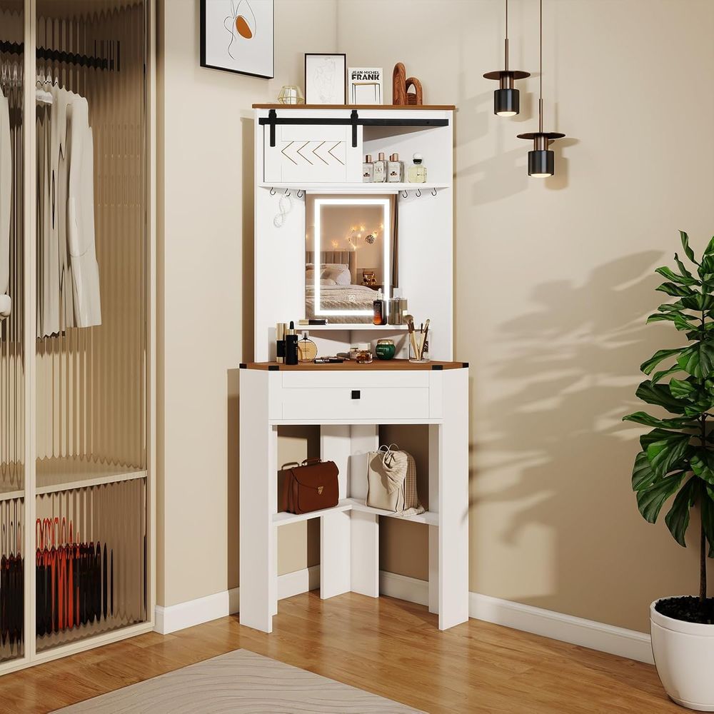 Small Vanity Desk Set with Lig - Desk Setup Small Space recensione e prezzo