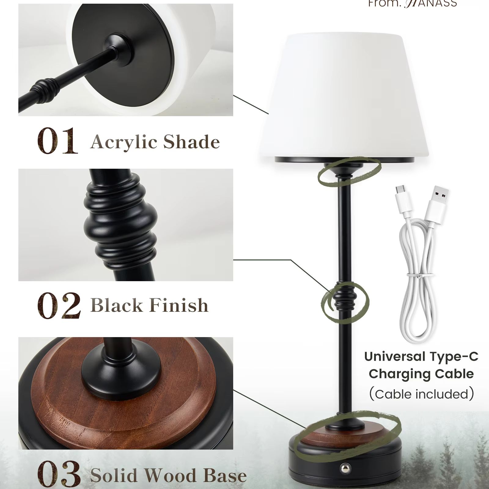 Cordless Table Lamps Set of  5 - Desk Setup Room recensione e prezzo