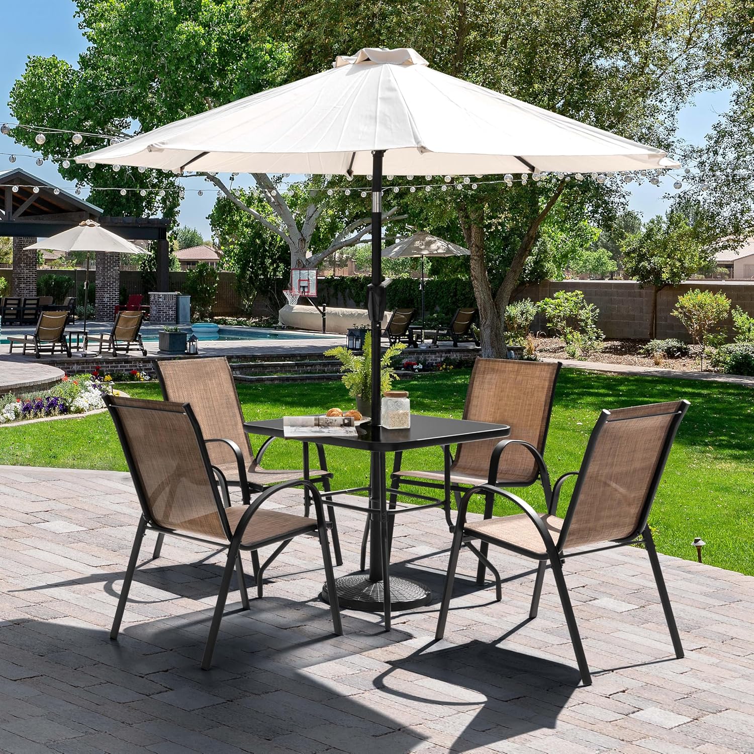 5 Piece Metal Patio Dining Set - Desk Setup Black recensione e prezzo