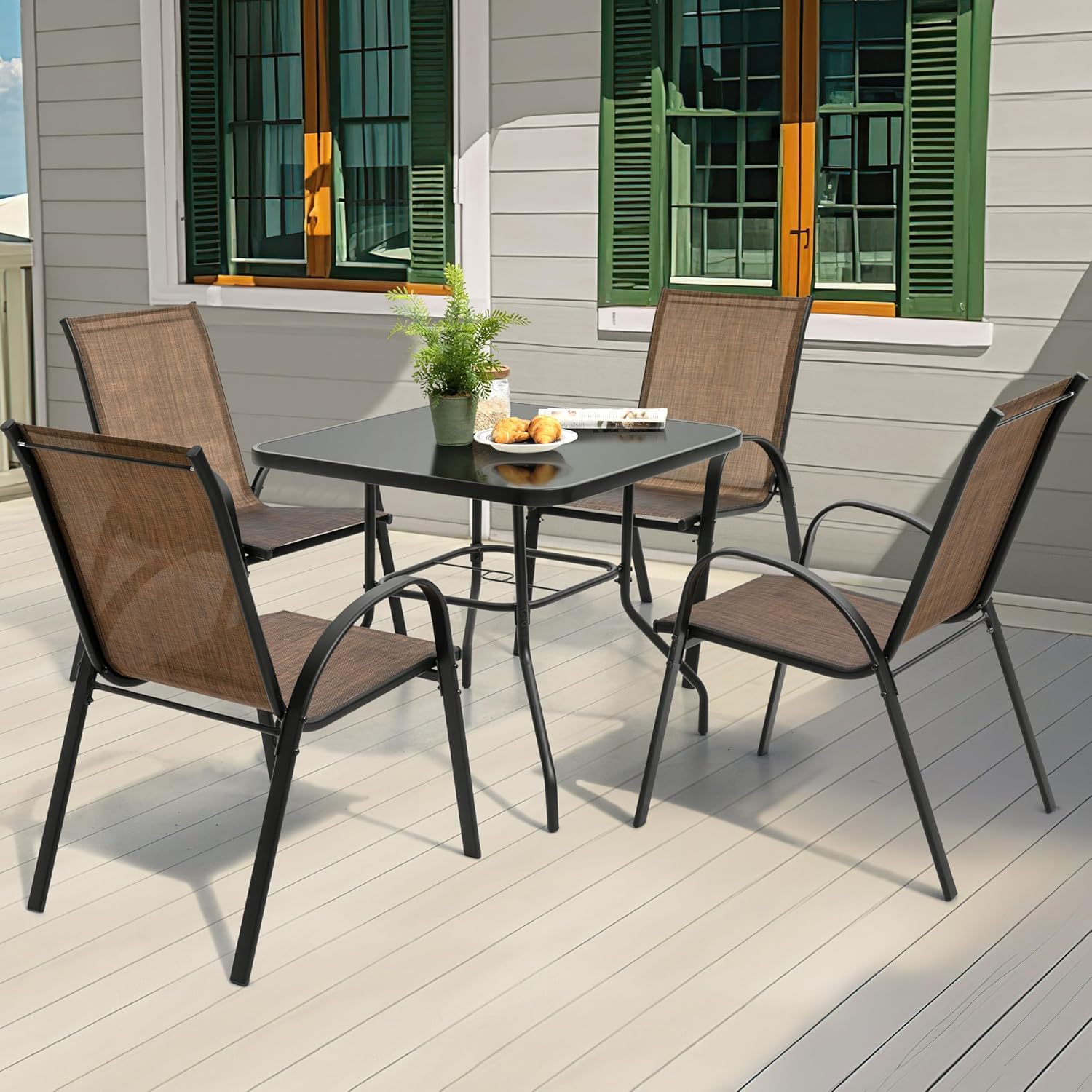 5 Piece Metal Patio Dining Set - Desk Setup Black recensione e prezzo