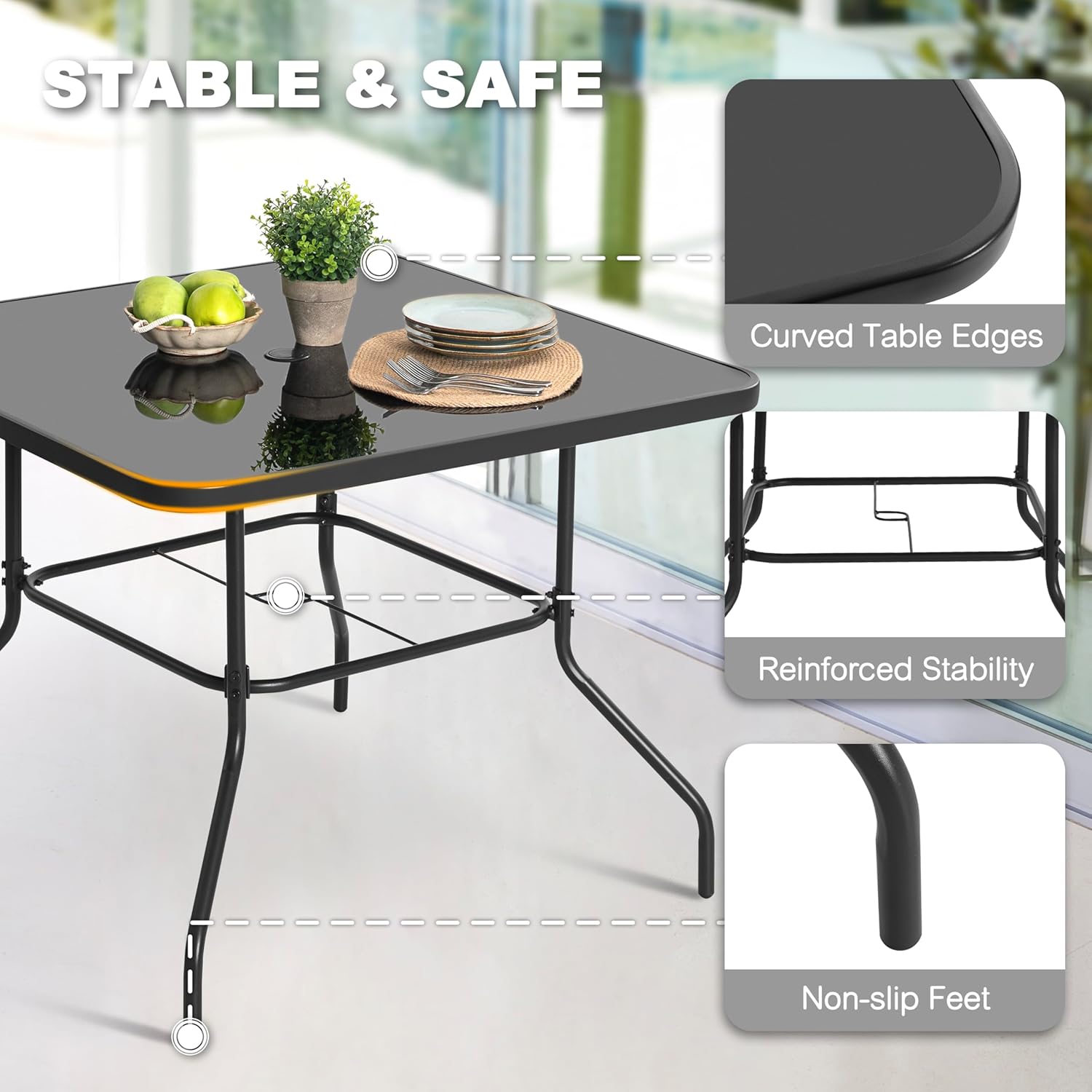 5 Piece Metal Patio Dining Set - Desk Setup Black recensione e prezzo