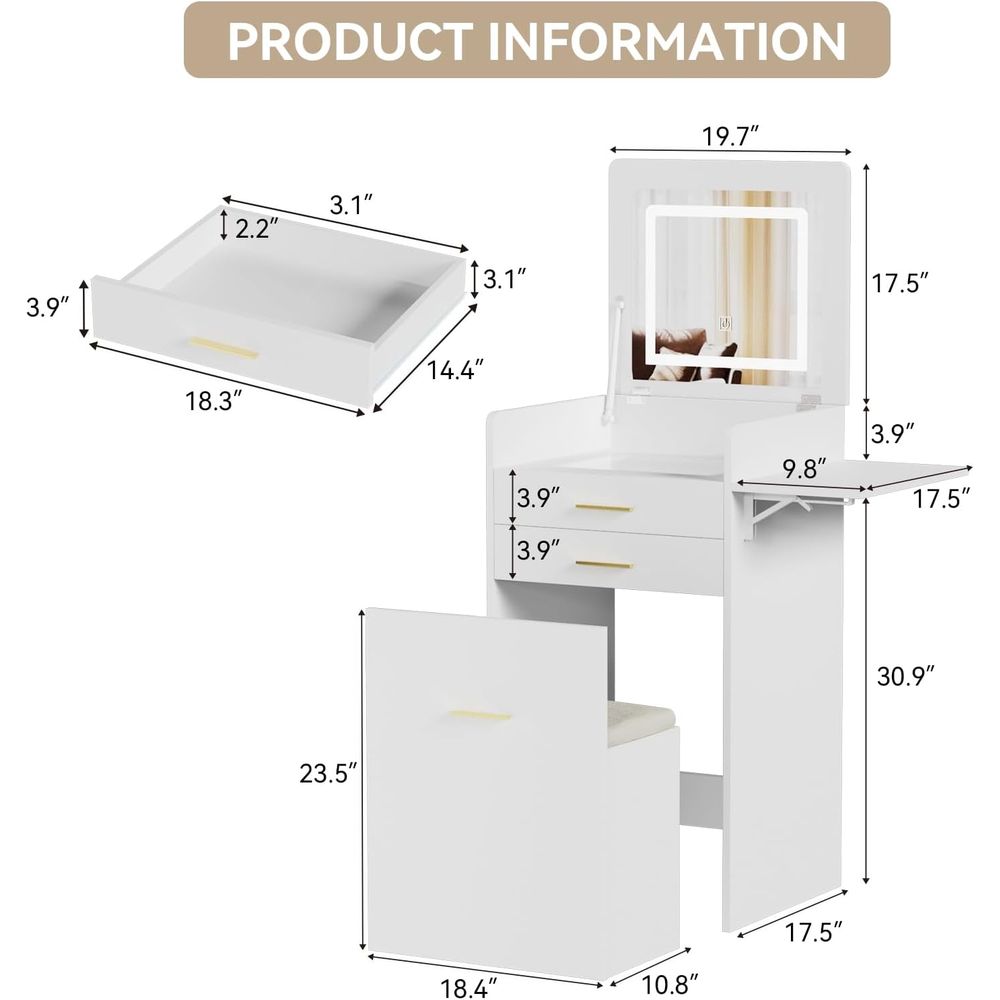3-in-1 Vanity Desk Set, Flip-t - Desk Setup Small Space recensione e prezzo