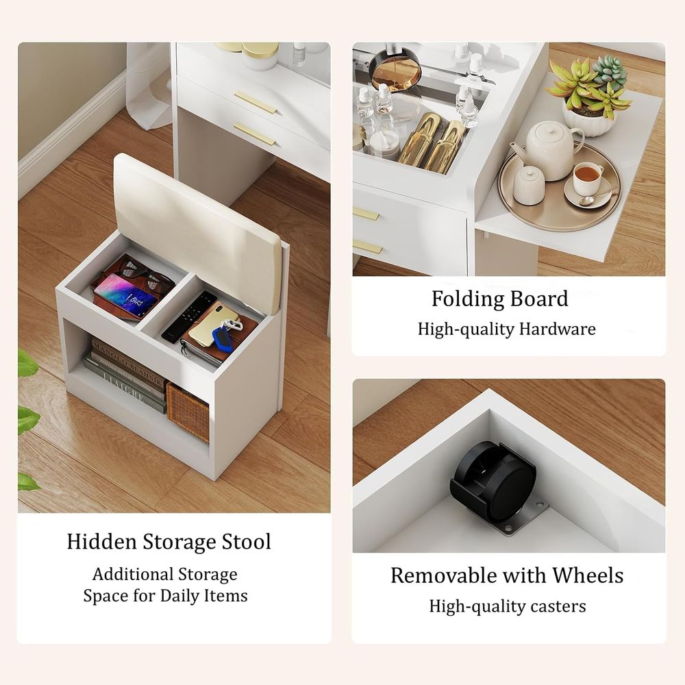 3-in-1 Vanity Desk Set, Flip-t - Desk Setup Small Space recensione e prezzo