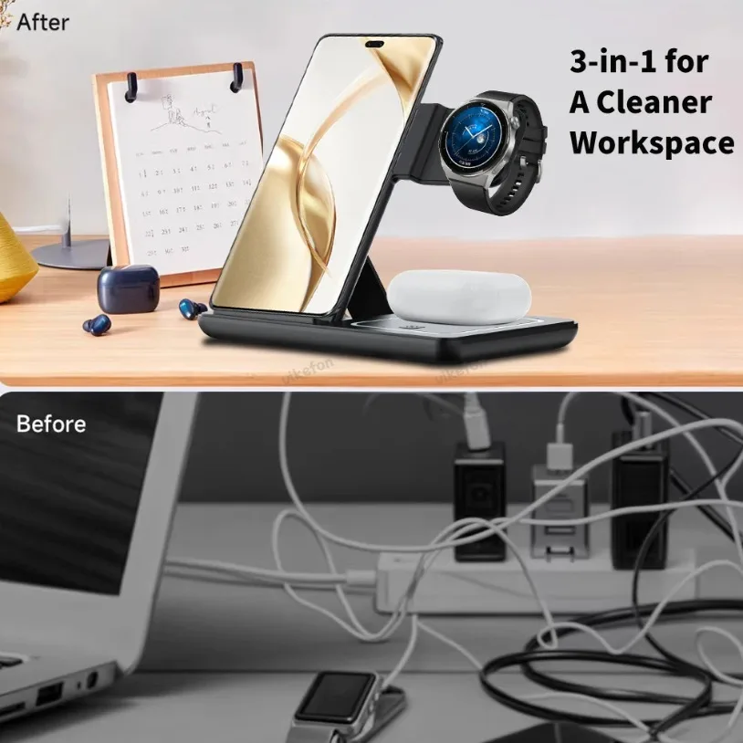 3 in 1 Foldable Wireless Charg - Desk Setup Apple recensione e prezzo