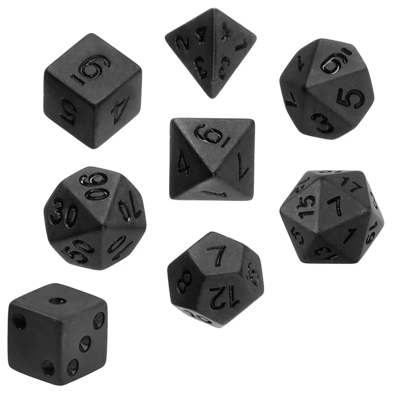 7pcs/lot Matte Black Dice Set  - Desk Setup Black recensione e prezzo
