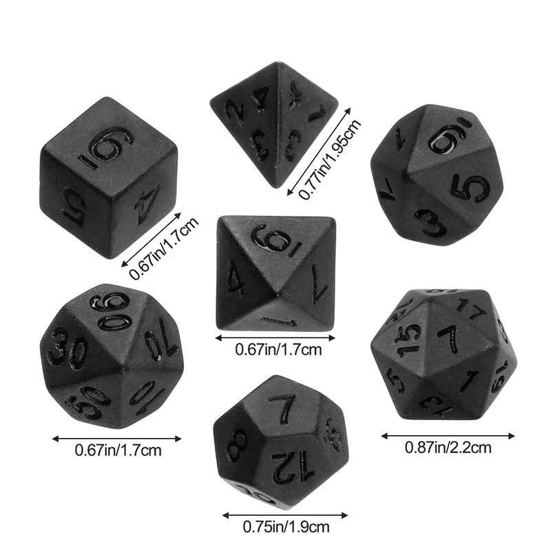 7pcs/lot Matte Black Dice Set  - Desk Setup Black recensione e prezzo