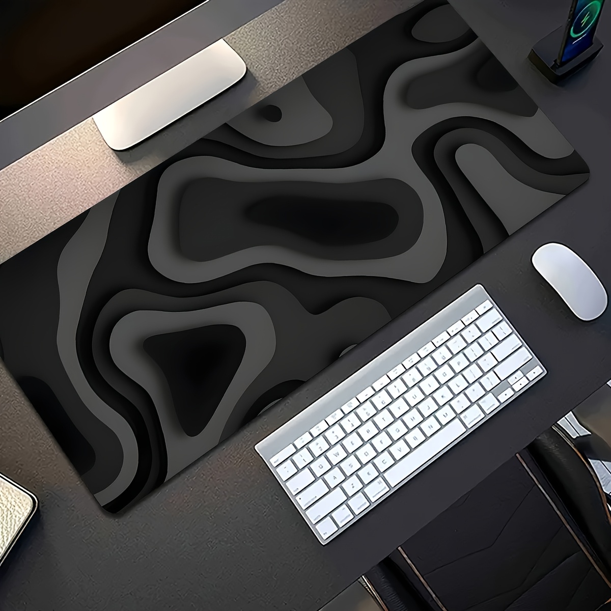 Black Gray Swirl Design large  - Desk Setup Black recensione e prezzo