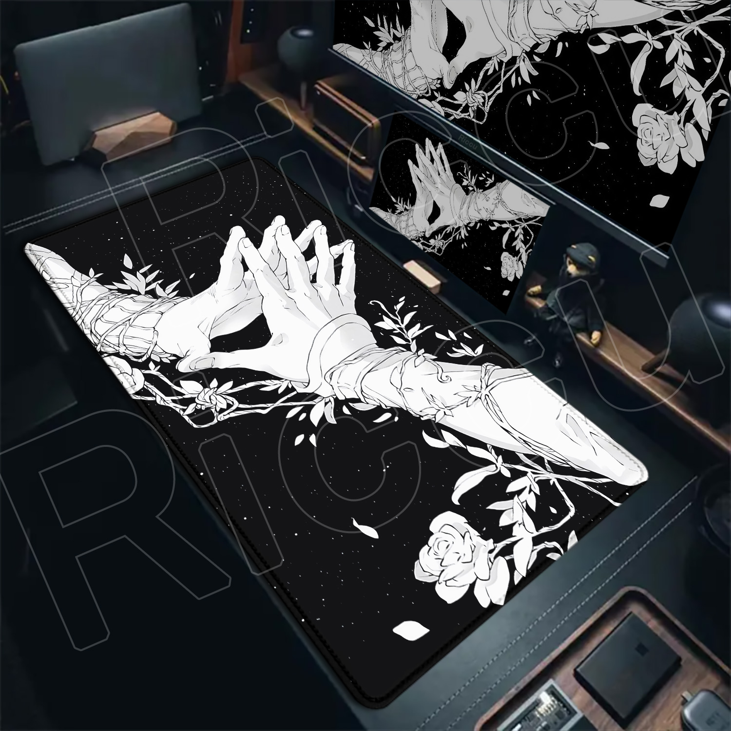 HD Large Black White XXL Gothi - Desk Setup Art recensione e prezzo