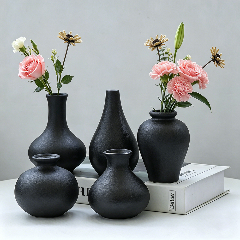 5Pcs Black Ceramic Vase Set Mo - Desk Setup Black recensione e prezzo